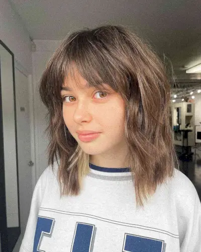 Trendsetting Mid-Length Bob with Bangs