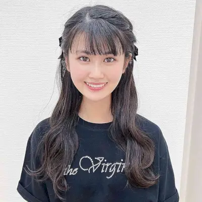 Whimsical Full Fringe Half Updo Medium Hair