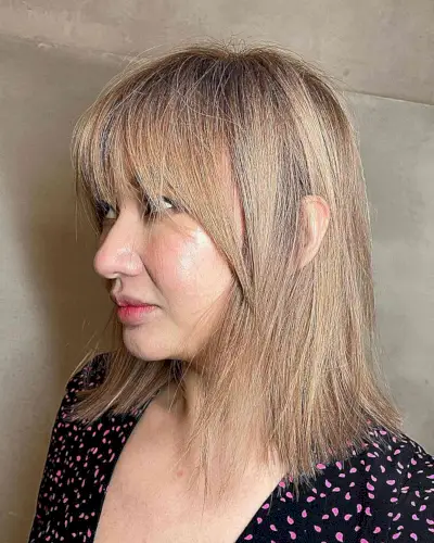 Sleek Straight Bangs for Medium-Length Thick Hair