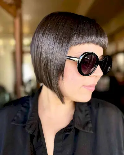 Textured Angled Bob with Micro Fringe