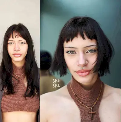 Beautiful Makeover with Short Fringe