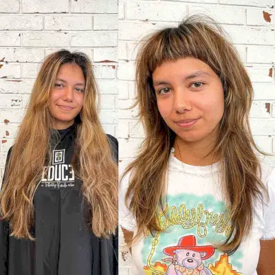 Light Brown Long Hair with Baby Bangs