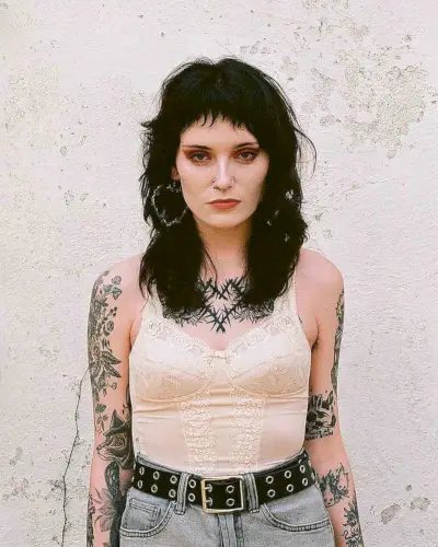 Jet Black Shag with Micro Bangs