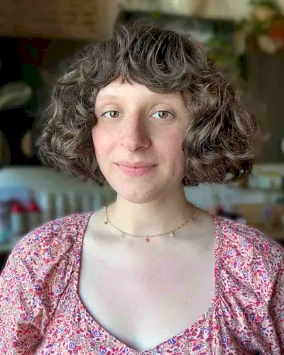 Curly Bob with Short Bangs