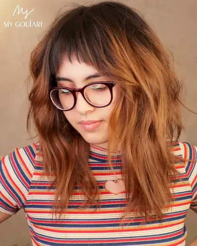 shag hair with short bangs