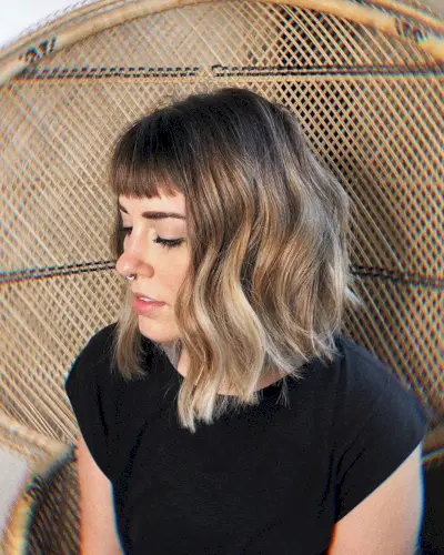 medium length hair with short bangs