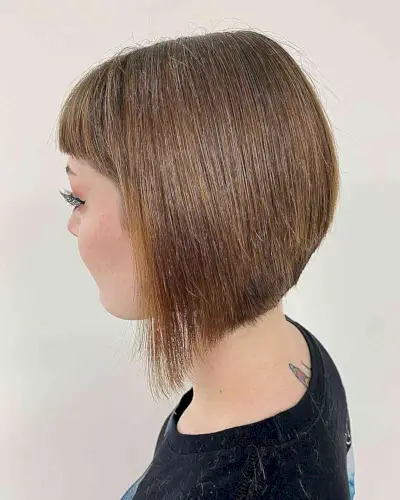 Stacked bob with short bangs