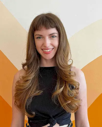 Very Short Bangs on a Long Hairstyle