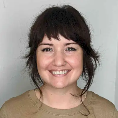 Sweeping Choppy Bangs for Square Faces