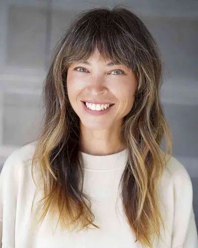 Effortless Ombre Hair and Bangs for square face shapes and for ladies with mid-length hair