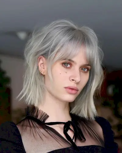Textured Bob with Thin, Curtain Bangs