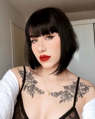 Angled Bob with Pin-Straight Bangs