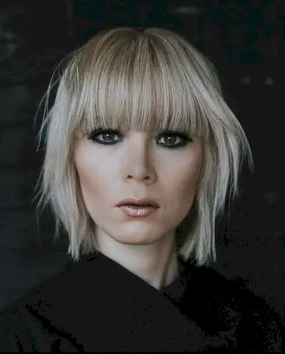 Layered Bob with Blunt Bangs