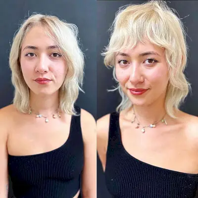 Blonde Pixie Mullet with Fringe for Thin-Haired Women 