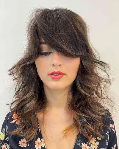 Full Sweeping Long Fringe for women with naturally thick hair