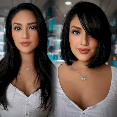 Cute Bob with Side-Swept Bangs Makeover