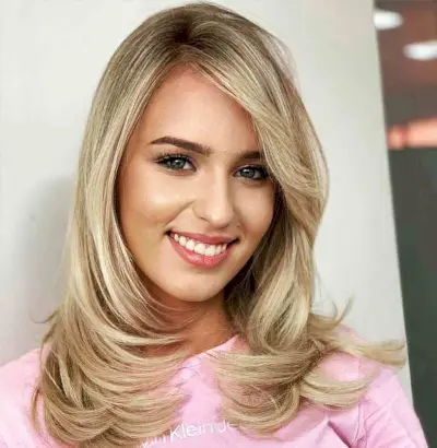 Cute Medium-Length Blonde Hair with Sweeping Fringe