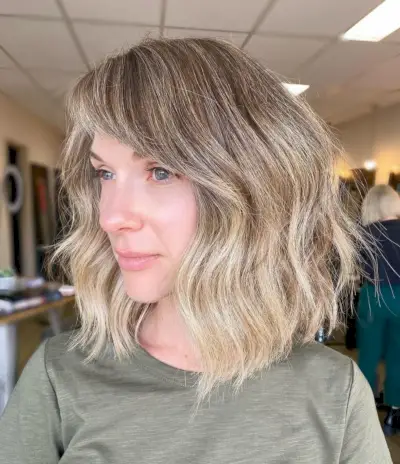 Long side-swept bangs with ombre