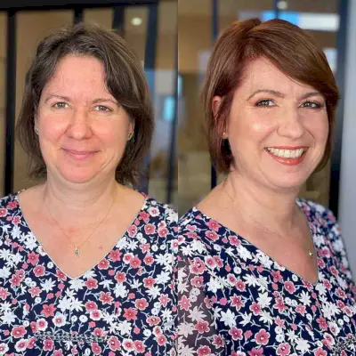 short chop with full side swept bangs