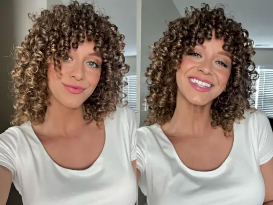 Shoulder-Length Curls with waterfall Coily Bangs