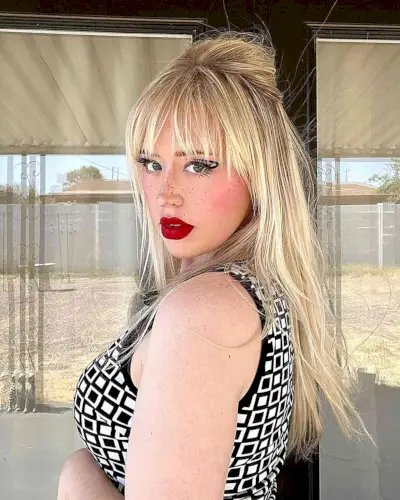 Mid Back-Length Hair with Half-Up Style and Waterfall Piece-y Bangs