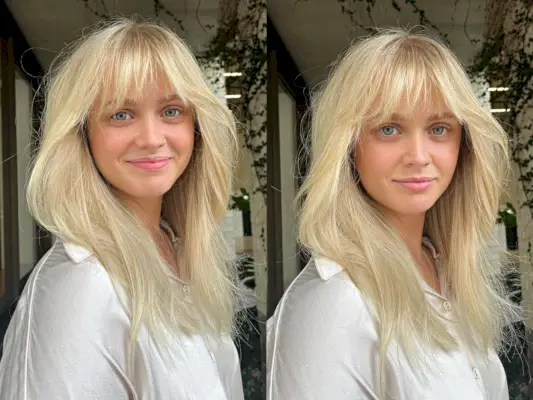 waterfall Windswept Bangs and Face-Framing Layers for medium-length hair