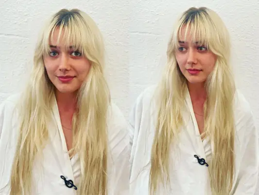 Thin Long Hair with waterfall Textured Bangs