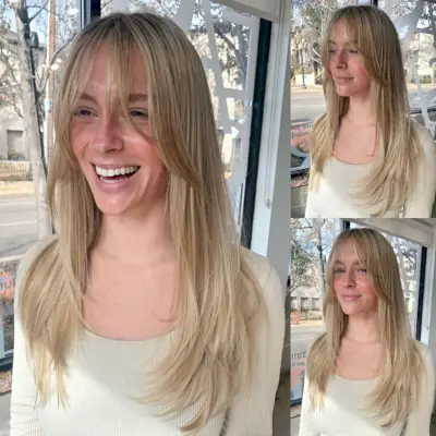 Long Straight Hair with Face-Framing waterfall Bangs