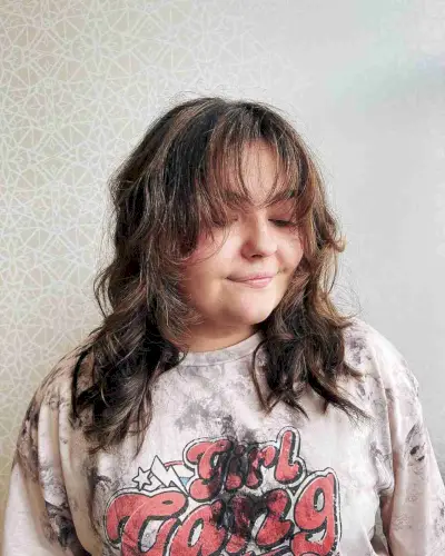 Medium Shag and See-Through Face-Framing Bangs for Small Forehead