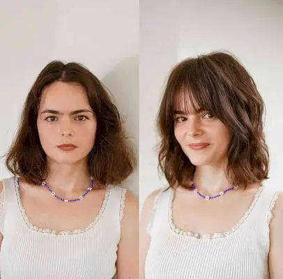 Layered Lob with See-Through Fringe