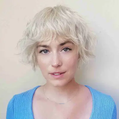 Stacked Shaggy Bob with Bangs and Waves