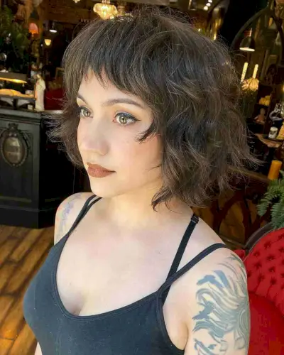 Short Wavy Bob with Peaked Bangs