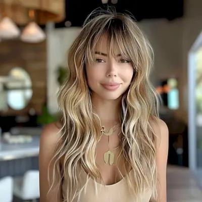 Romantic Medium long hair with tousled bangs