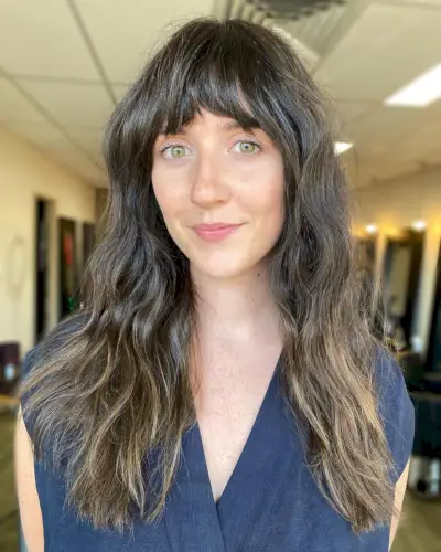 70s Shag Haircut with Extra Long Bangs