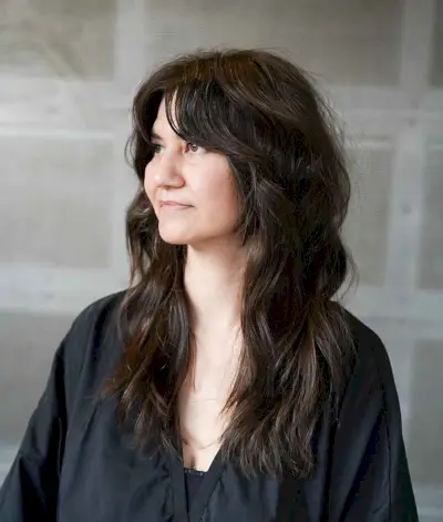 Modern Shag with a Curtain Fringe for Long, Wavy Hair