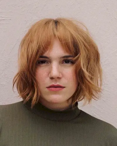 Soft Textured Bob with Curtain Bangs