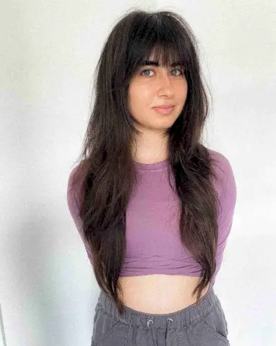 Straight Long Razor Cut Layers and Bangs