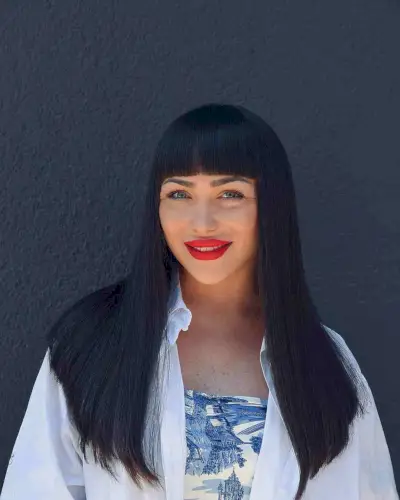 Sleek Straight Fringe on Long Hair