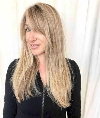 Summer Blonde Hair with Side-Swept Bangs