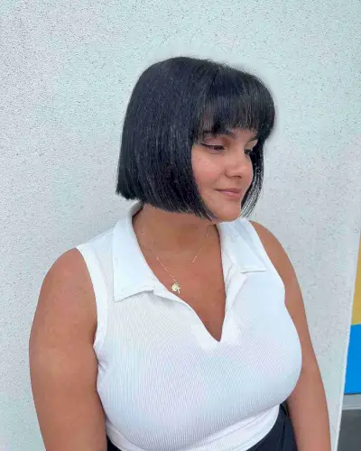 Straight Black Bob with a Fringe