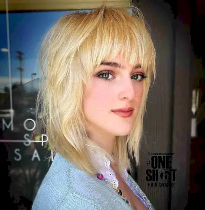 Soft Shag with Textured Bangs for Straight Fine Hair