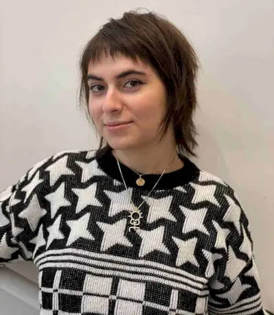 Short Mullet Shag with Baby Bangs for Straight Hair