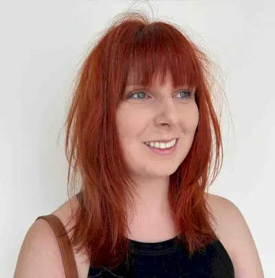 Messy Layered Cut with Bangs for Thin Straight Hair