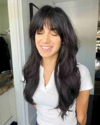 Straight Voluminous Layered Cut with Bottleneck Bangs