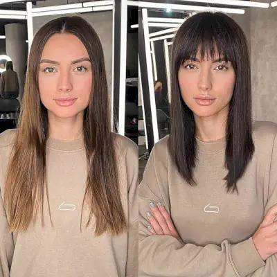 Waterfall Fringe on Mid-Length Straight Cut