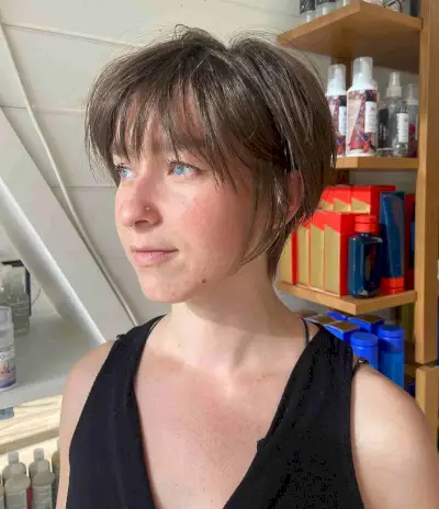 Straight Graduated Bixie Cut with Wispy Bangs