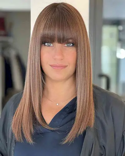 Silky Smooth Straight Hair with Fringe for women with blunt long hair