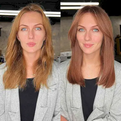 Soft Curtain Fringe for Natural Red Hair