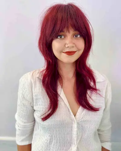 Full Choppy Bangs for Round Faces