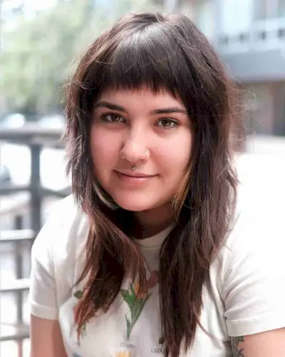 Cute Mid-Length Chop with Micro Bangs for Round Faces